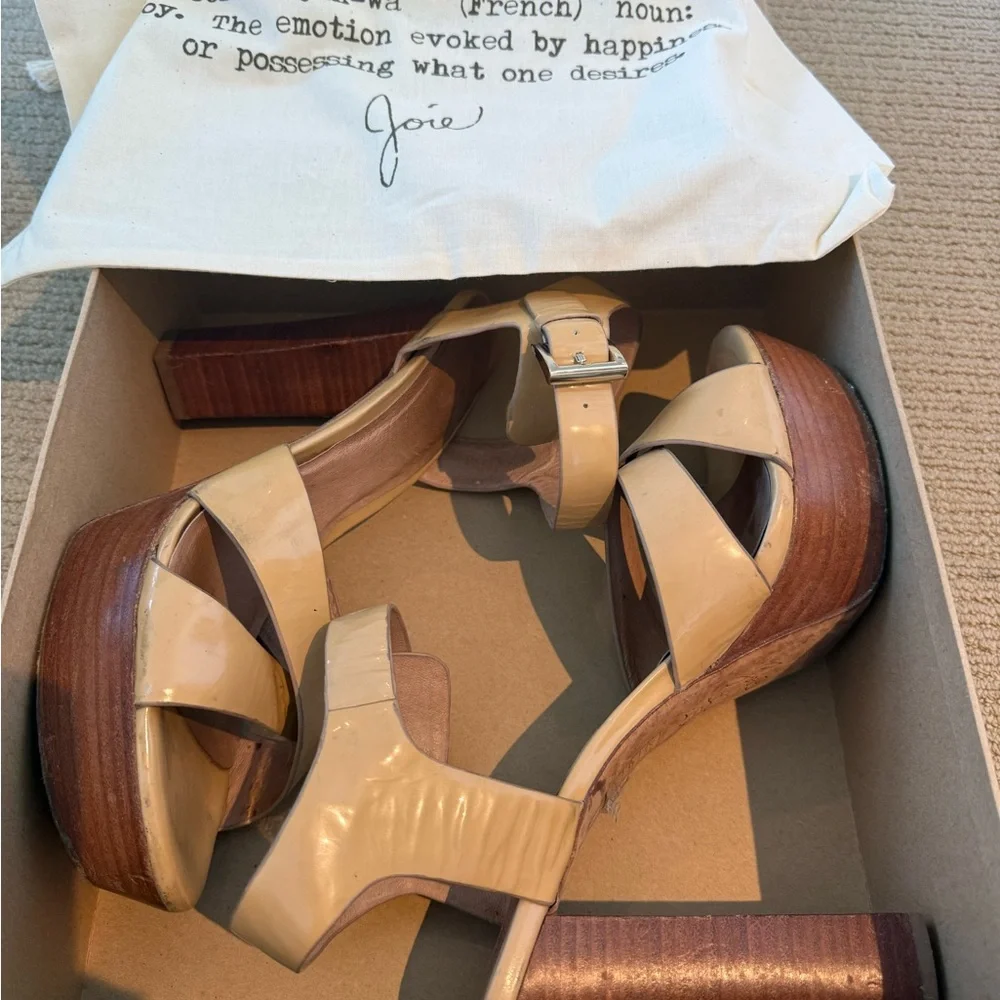 Joie Skyer Nude Beige Patent Platform Ankle Strap Sandals size 41 - Picture 4 of 10